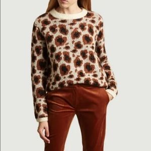 La Petite Francaise mohair wool blend sweater animal leopard print